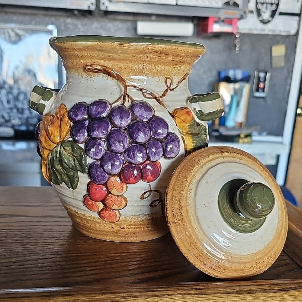 Certified International Multicolor Grapes Ceramic Small Jar